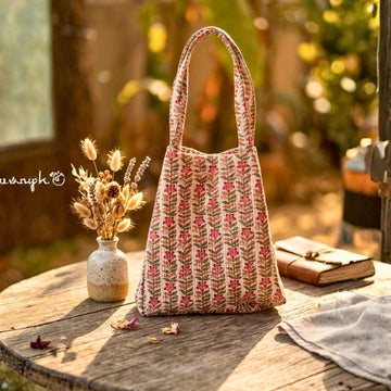 Convertible Tote (16*20 size) Pink Pattern by Suryatra