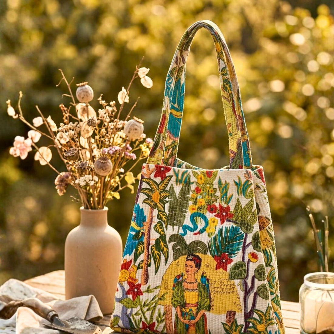 Convertible Tote (16*20 size) Yellow Pattern by Suryatra