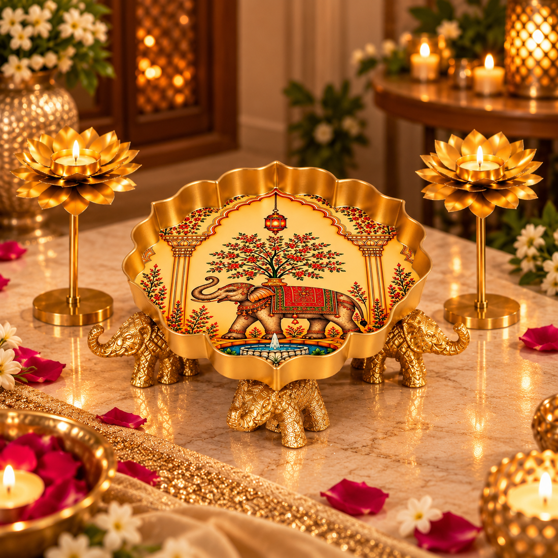 Golden Gajraj Decor Set by Suryatra