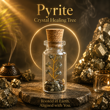 Suryatra Pyrite Crystal Healing Tree in Glass Bottle