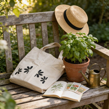 Noir Daisy Canvas Tote Bag by Suryatra