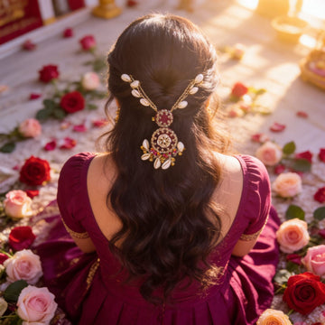 Royal Rose Kundan Cowrie Hair Adornment by Suryatra