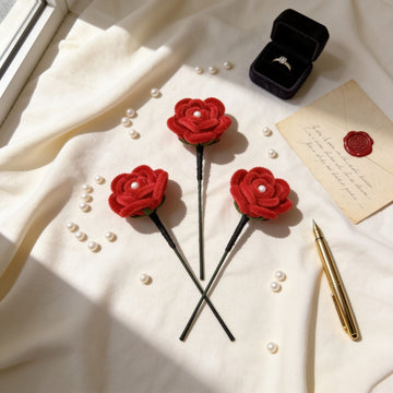Blush Rose Pipe-Cleaner Crochet (Set of 3 Red) by Suryatra