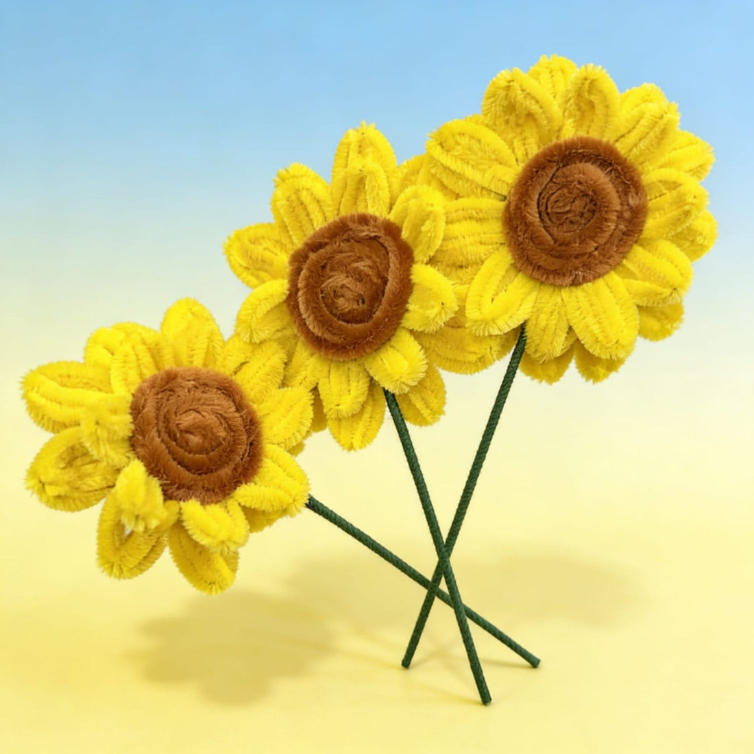 Sunflutter Pipe-Cleaner Crochet Sunflower(Set of 3 Yellow) by Suryatra