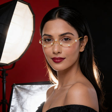 Noor Luxe Crystal Facelets Nose Chain by Suryatra