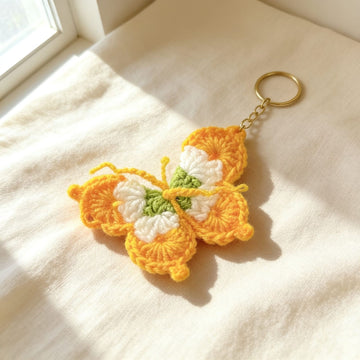 Sunflutter Crochet Butterfly Keychain (Yellow) by Suryatra