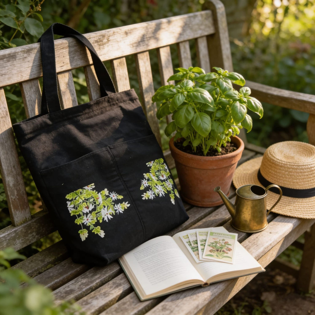 Noir Hydrangea Canvas Tote Bag by Suryatra