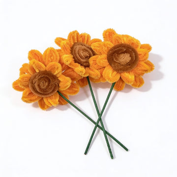 Sunflutter Pipe-Cleaner Crochet Sunflower(Set of 3 Orange) by Suryatra