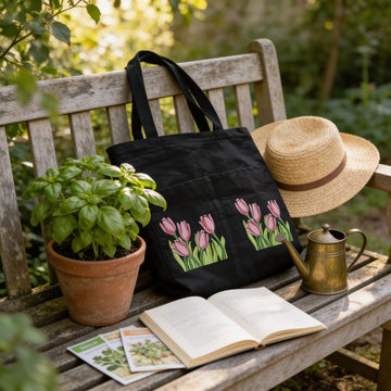 Noir Tulip Canvas Tote Bag by Suryatra