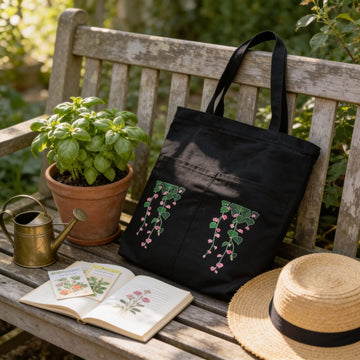 Trailing Vine Noir Canvas Tote Bag by Suryatra