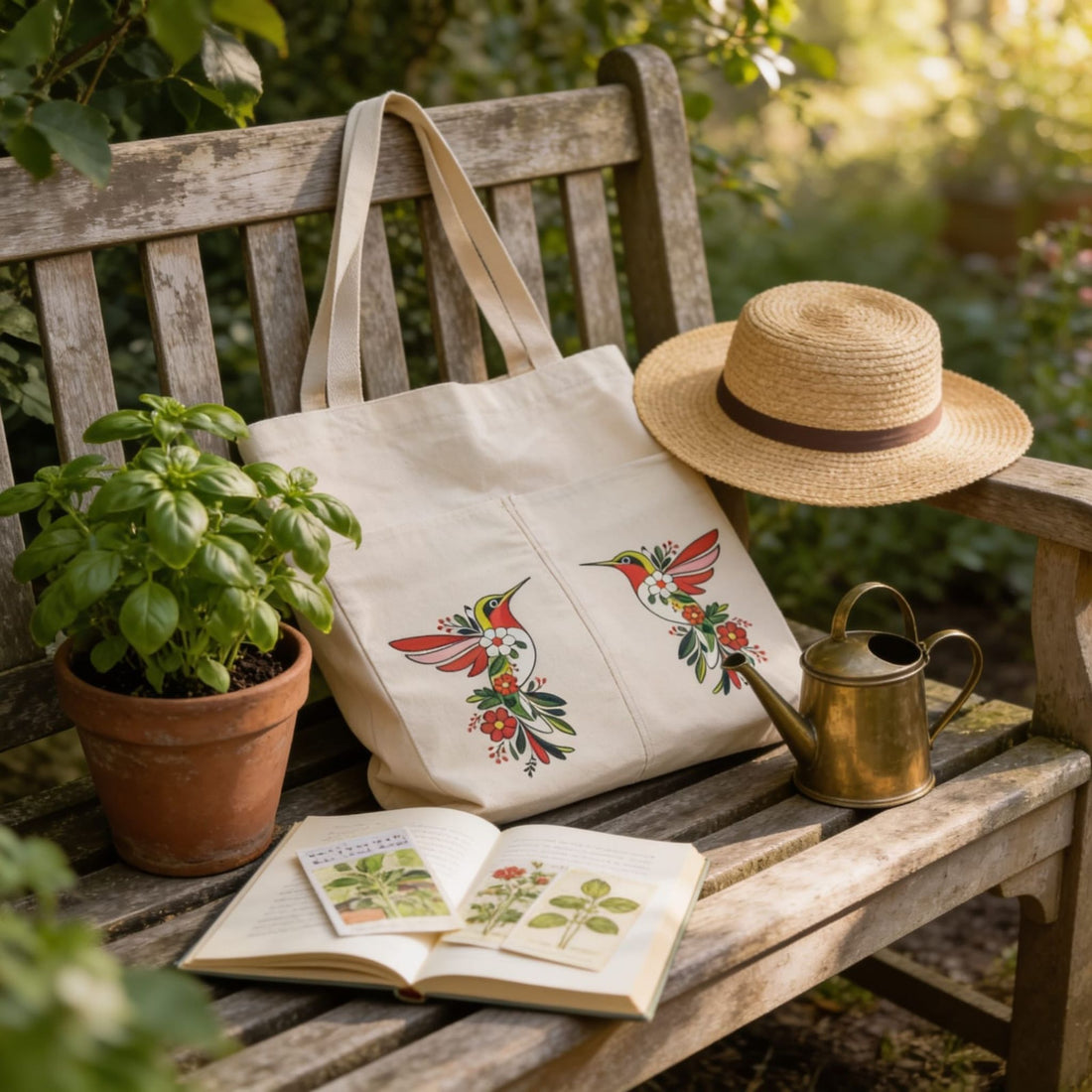 Enchanted Hummingbird Canvas Tote Bag by Suryatra