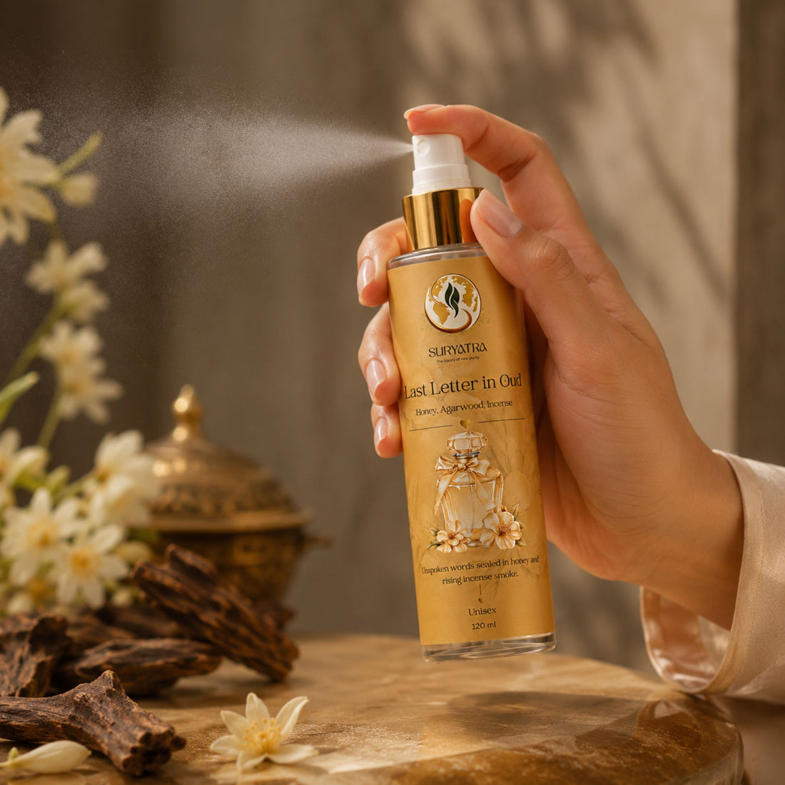 Last Letter in Oud Luxury Room & Space Spray by Suryatra
