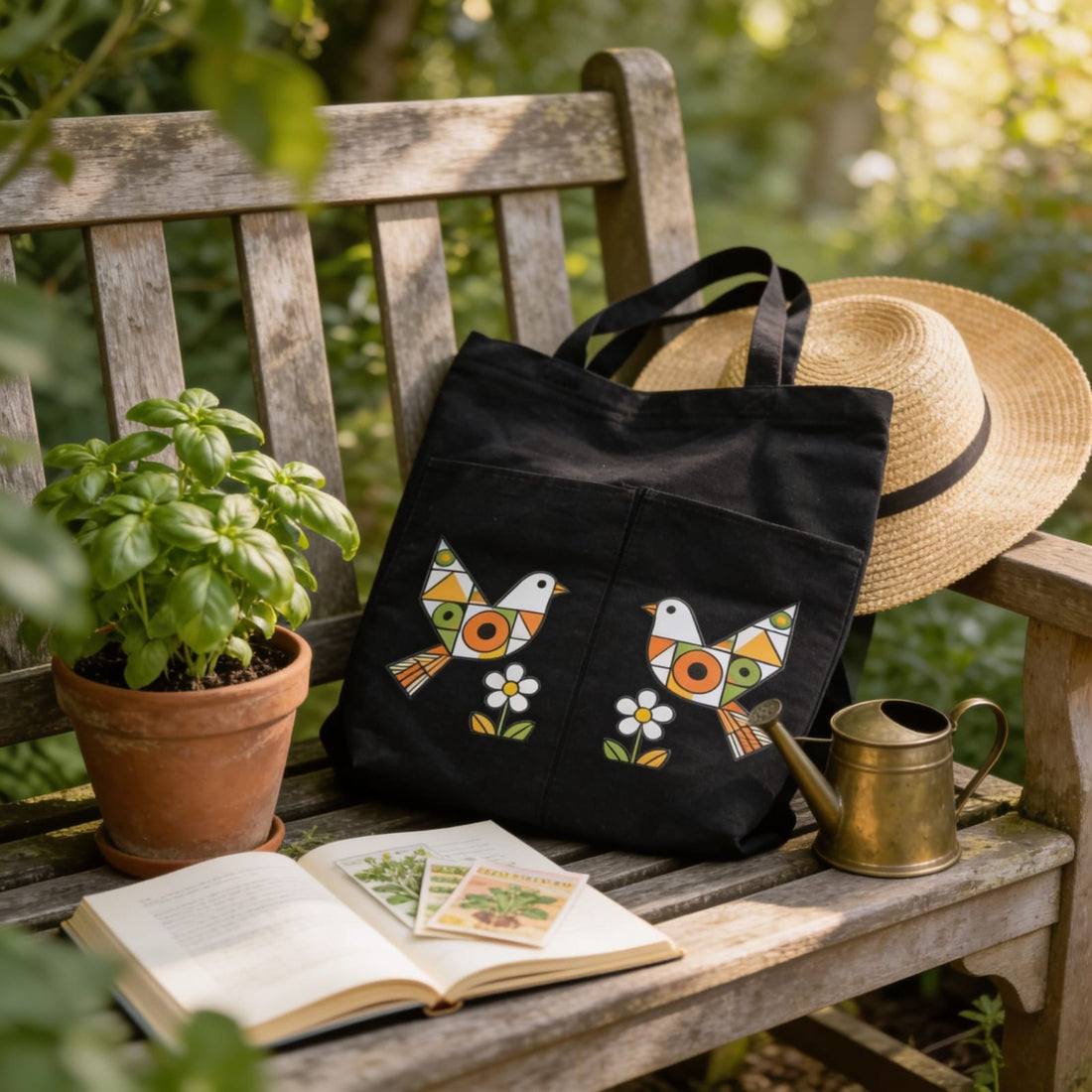Folk Art Mosaic Canvas Tote Bag by Suryatra