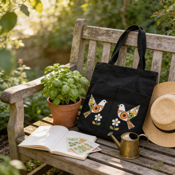 Folk Art Mosaic Canvas Tote Bag by Suryatra
