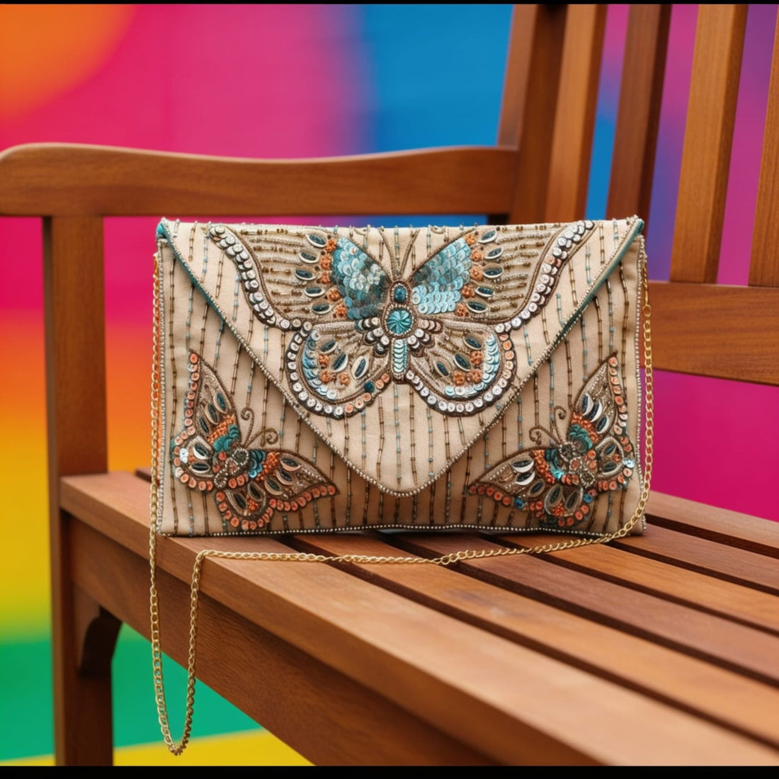Mariposa Sequin Envelope Sling Bag by Suryatra