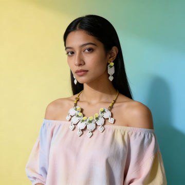 Lemon Blossom Polymer Clay Jewellery Set by Suryatra