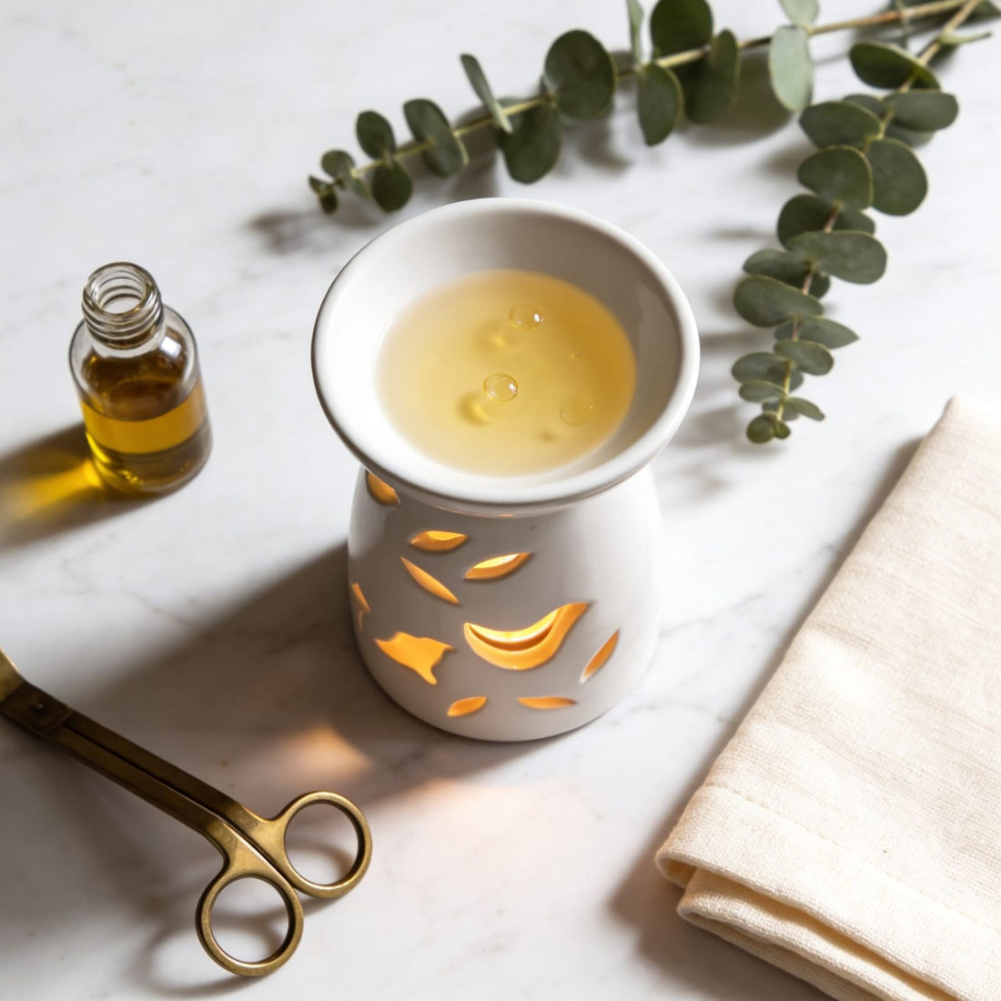 Soft Cream White Colour Ceramic Diffuser by Suryatra