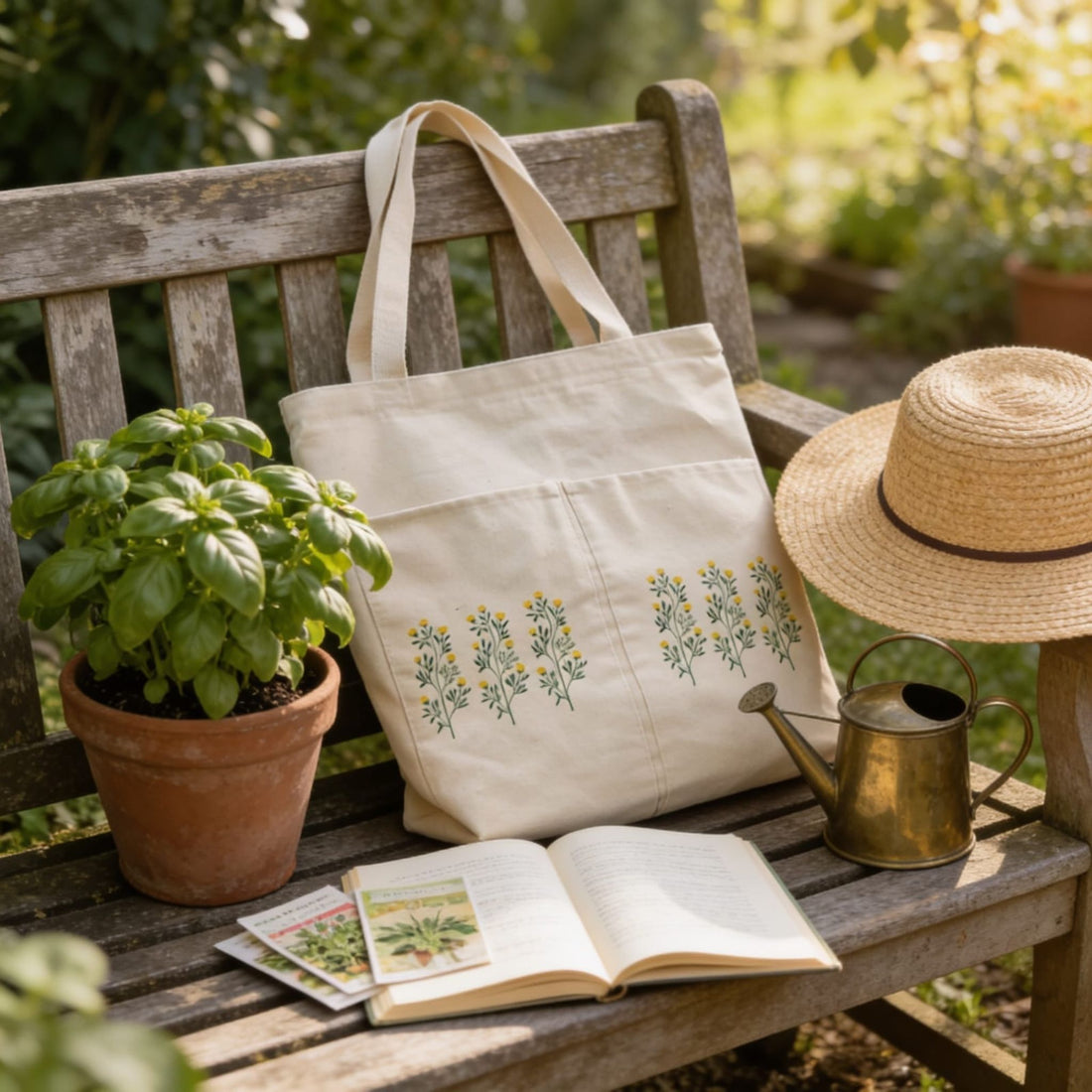 Meadow Blossom Canvas Tote Bag by Suryatra