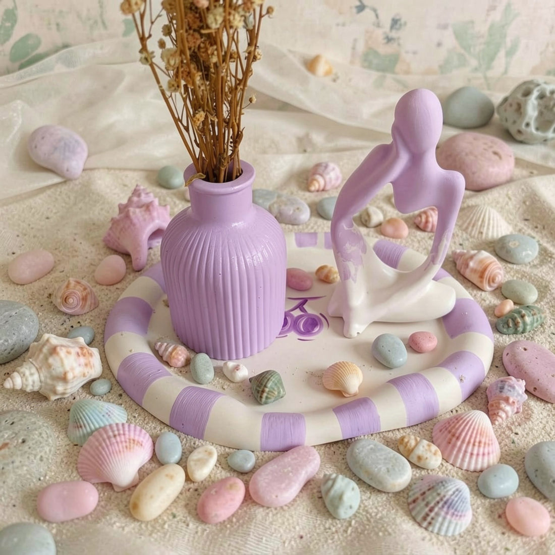 Lavender Stripe Mindful Vanity Set by Suryatra