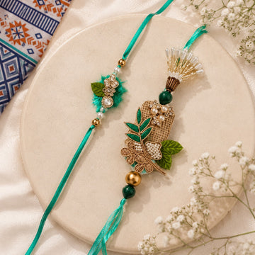 Emerald Garden Rakhi & Bracelet Set by Suryatra