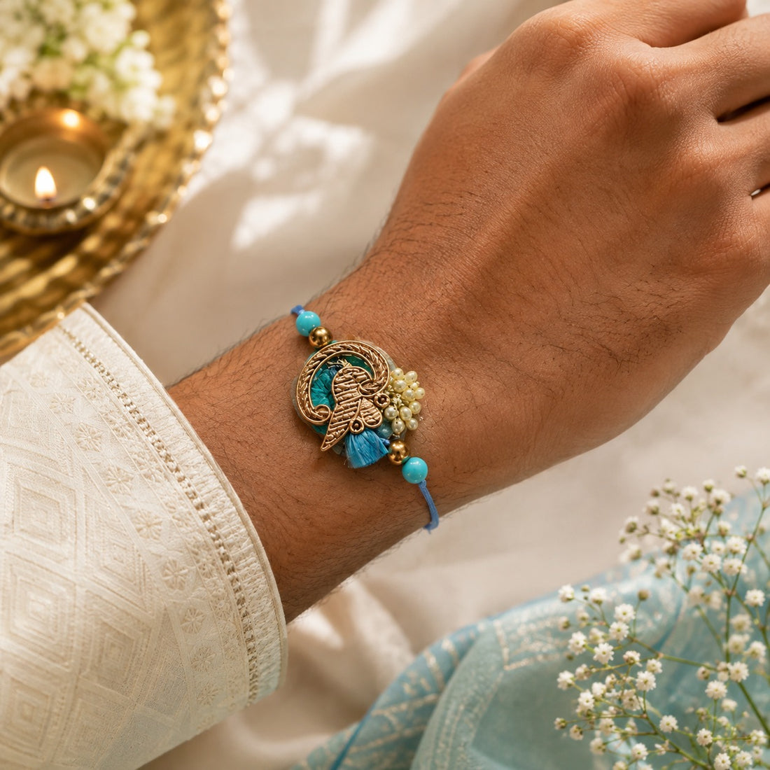 Azure Peacock Royale Rakhi by Suryatra