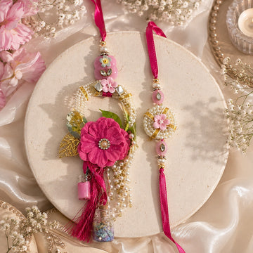 Blush Bloom Pearl Rakhi Set by Suryatra