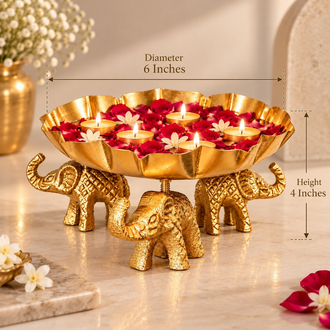 Golden Elephant Glow Bowl by Suryatra