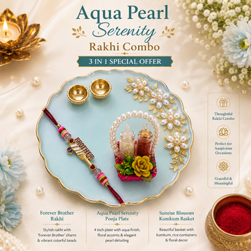 Aqua Pearl Serenity Rakhi Combo by Suryatra