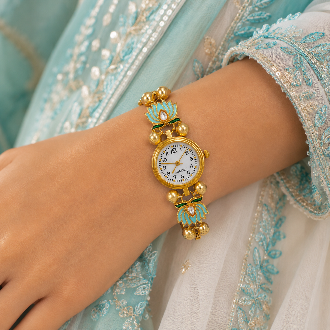 Azure Lotus Charm Watch by Suryatra