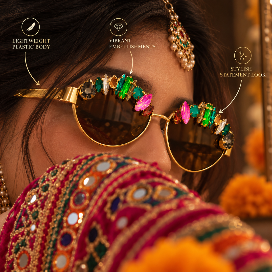 Emerald Jewel Statement Shades by Suryatra