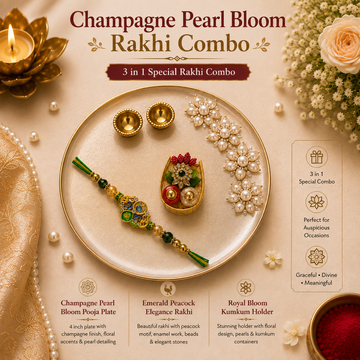 Champagne Pearl Bloom Rakhi Combo by Suryatra