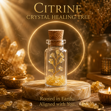 Suryatra Citrine Crystal Healing Tree in Glass Bottle