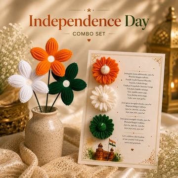 Independence Day Card , Candle & Flowers Set by Suryatra