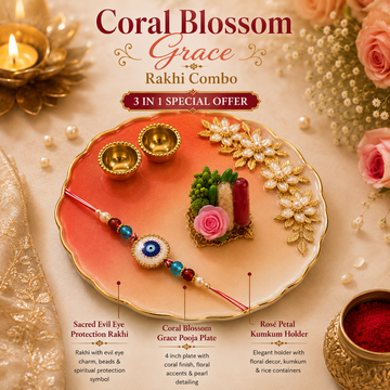 Coral Blossom Grace Rakhi Combo by Suryatra