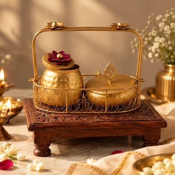 Mithaas — The Golden Rose metal gift Basket by Suryatra