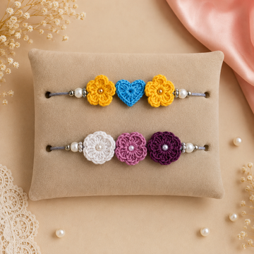 Pastel Harmony & Floral Delight Rakhi Set of 2 by Suryatra