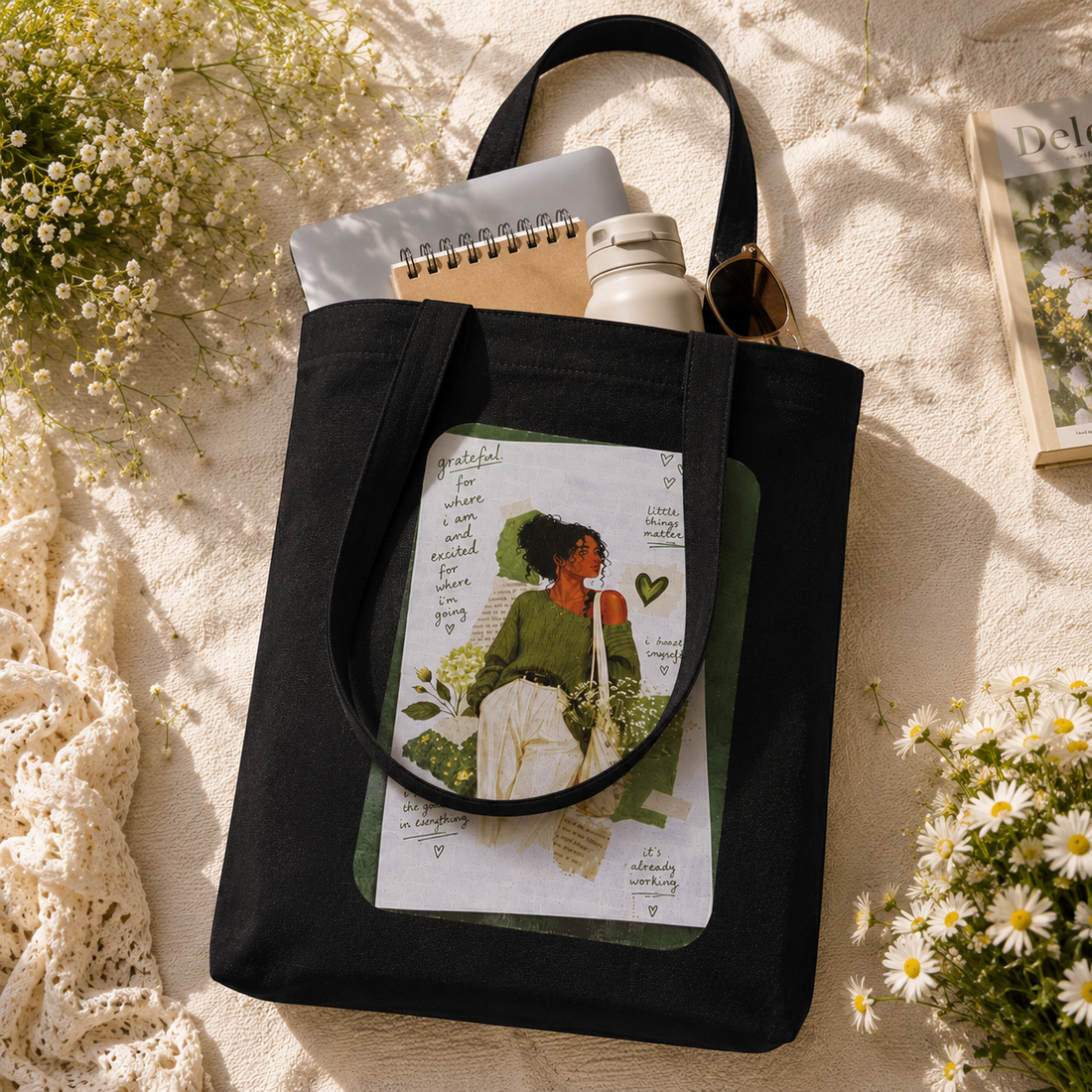 Grateful Bloom Tote Bag by Suryatra