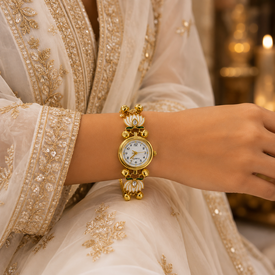 Ivory Lotus Charm Watch by Suryatra