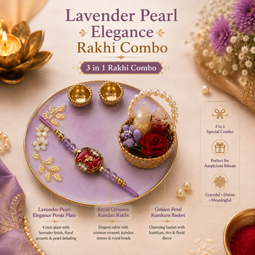 Lavender Pearl Elegance Rakhi Combo by Suryatra