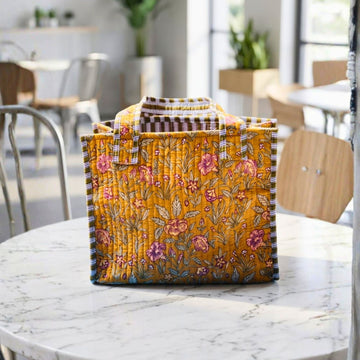 Mini Tote Bag (9*11 size) Yellow Pattren by Suryatra