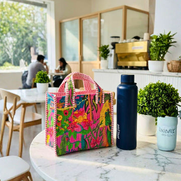 Mini Tote Bag (9*11 size) Pink Pattren by Suryatra