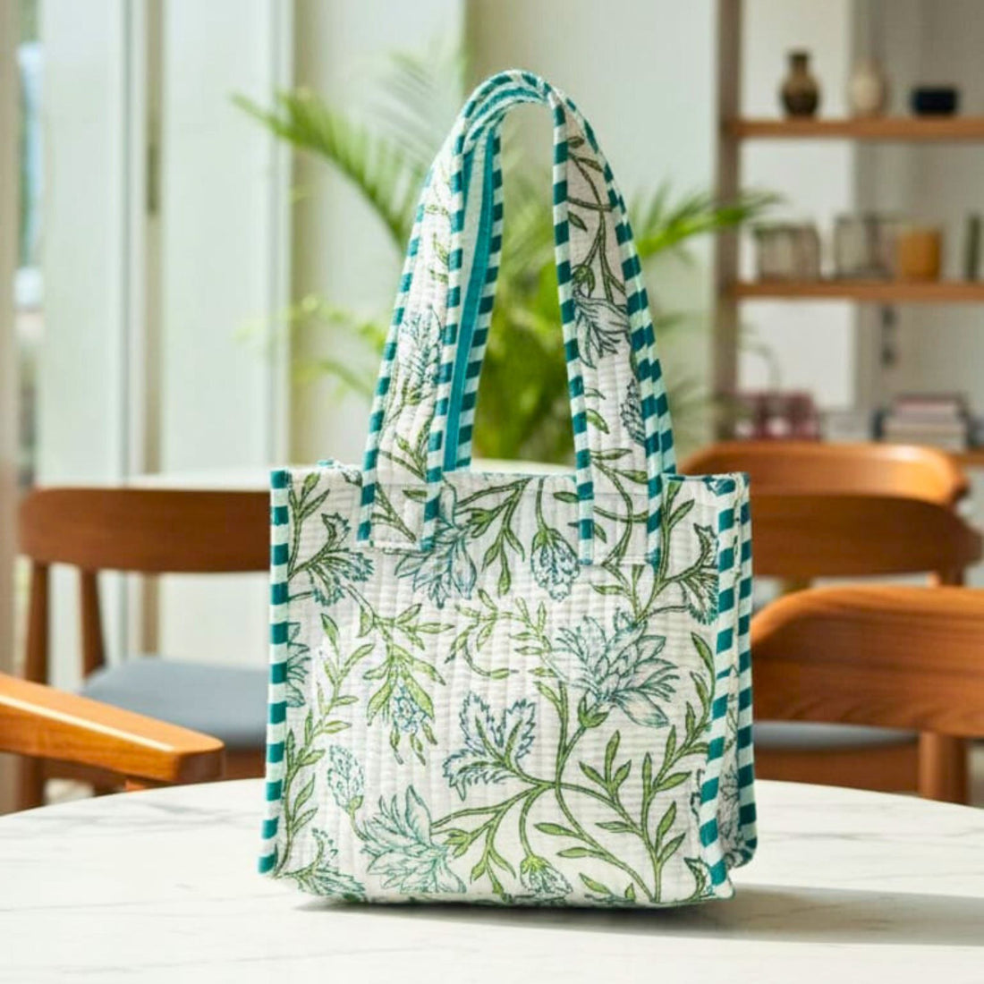 Mini Tote Bag (9*11 size) Green Pattren by Suryatra