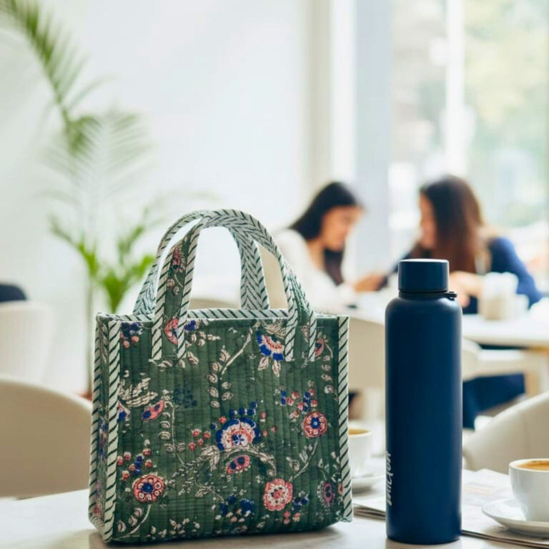 Mini Tote Bag (9*11 size) Green Pattren by Suryatra