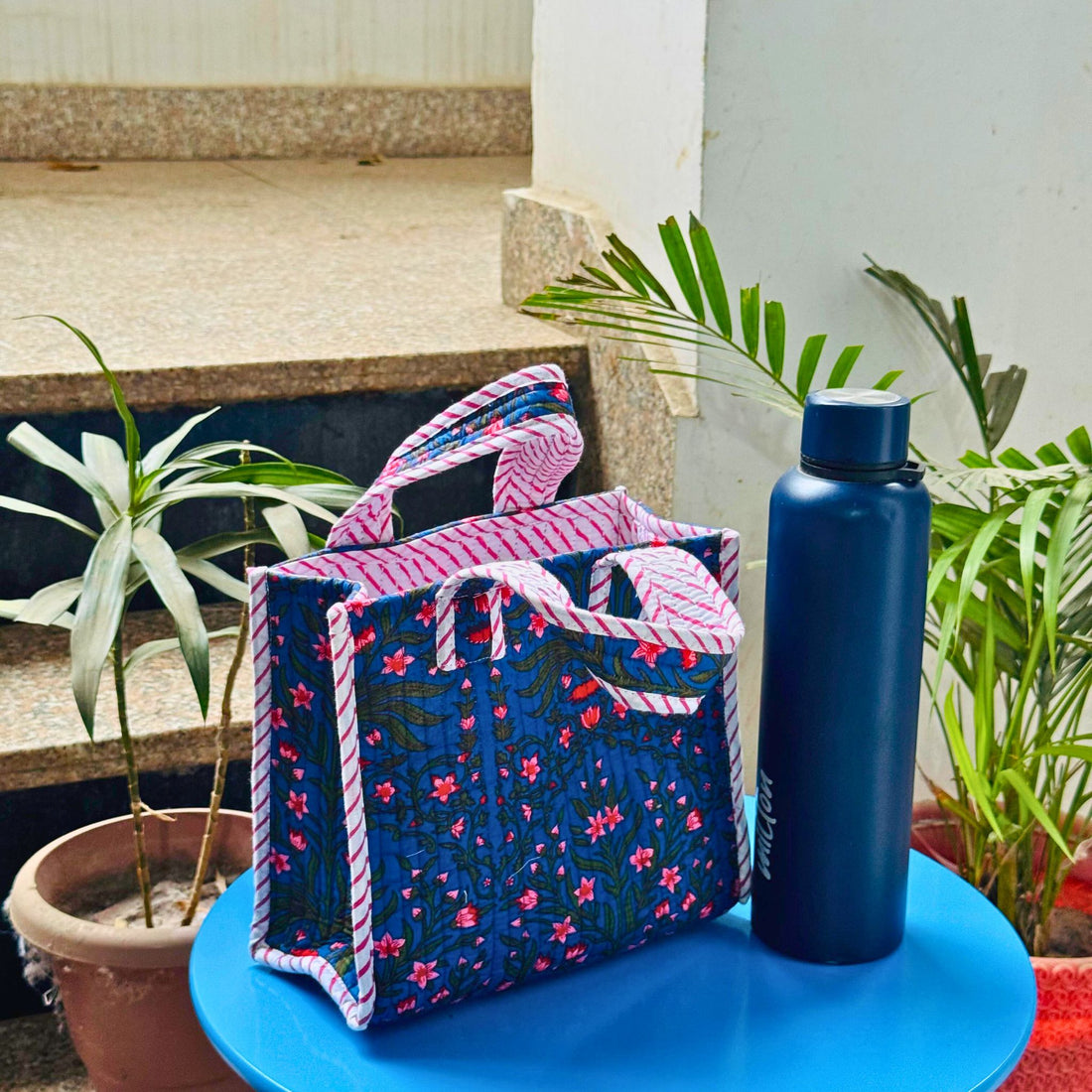 Mini Tote Bag (9*11 size) Blue Pattren by Suryatra