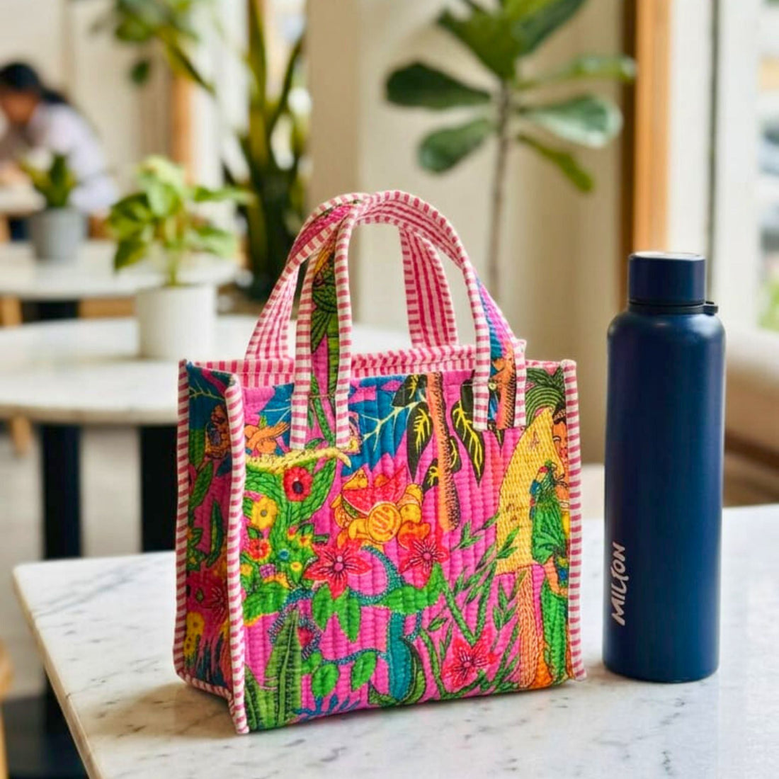 Mini Tote Bag (9*11 size) Pink Pattren by Suryatra