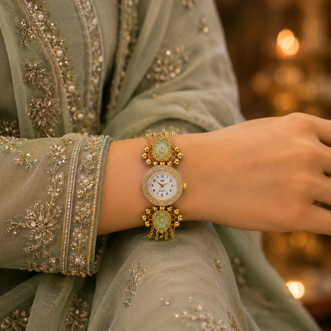 Mint Blossom Charm Watch by Suryatra