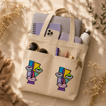 Prism Muse Natural Canvas Tote Bag by Suryatra