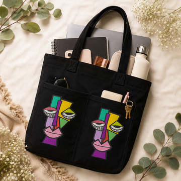 Prism Muse Noir Canvas Tote Bag by Suryatra