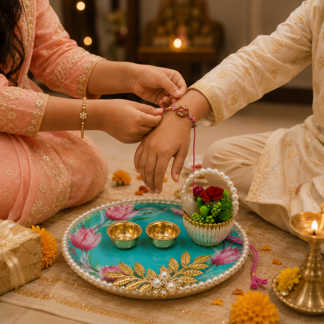 Pushpanjali Rakhi Combo by Suryatra