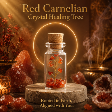 Suryatra Red Carnelian Crystal Healing Tree in Glass Bottle